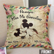 Load image into Gallery viewer, Personalized Always Kiss Me Goodnight Mouse Pillow Custom Name Gift for Couples
