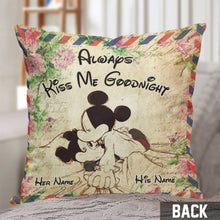 Load image into Gallery viewer, Personalized Always Kiss Me Goodnight Mouse Pillow Custom Name Gift for Couples
