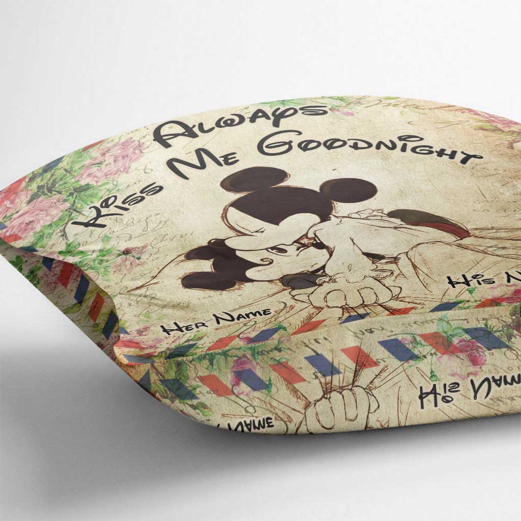 Personalized Always Kiss Me Goodnight Mouse Pillow Custom Name Gift for Couples