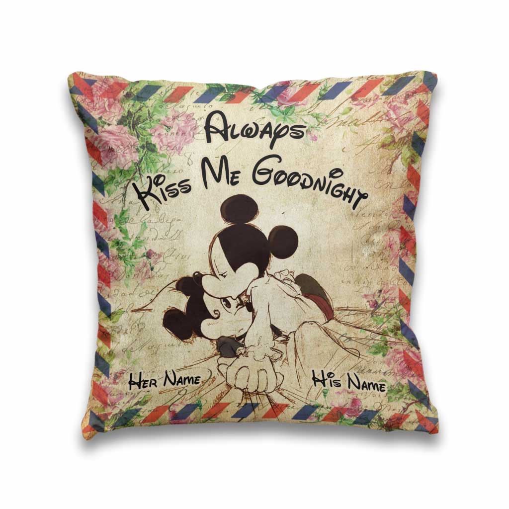 Personalized Always Kiss Me Goodnight Mouse Pillow Custom Name Gift for Couples