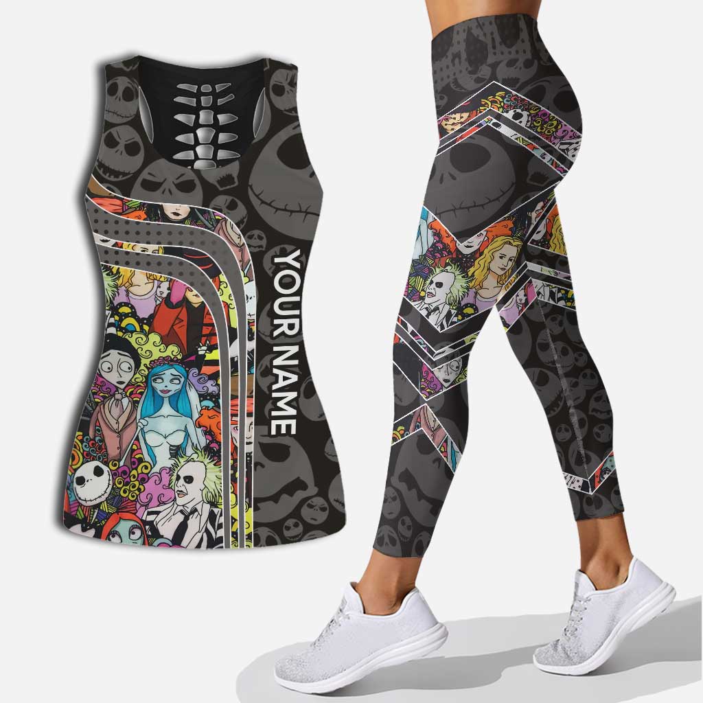 Personalized Nightmare Hollow Tank Top and Leggings for Women | Custom Name Activewear