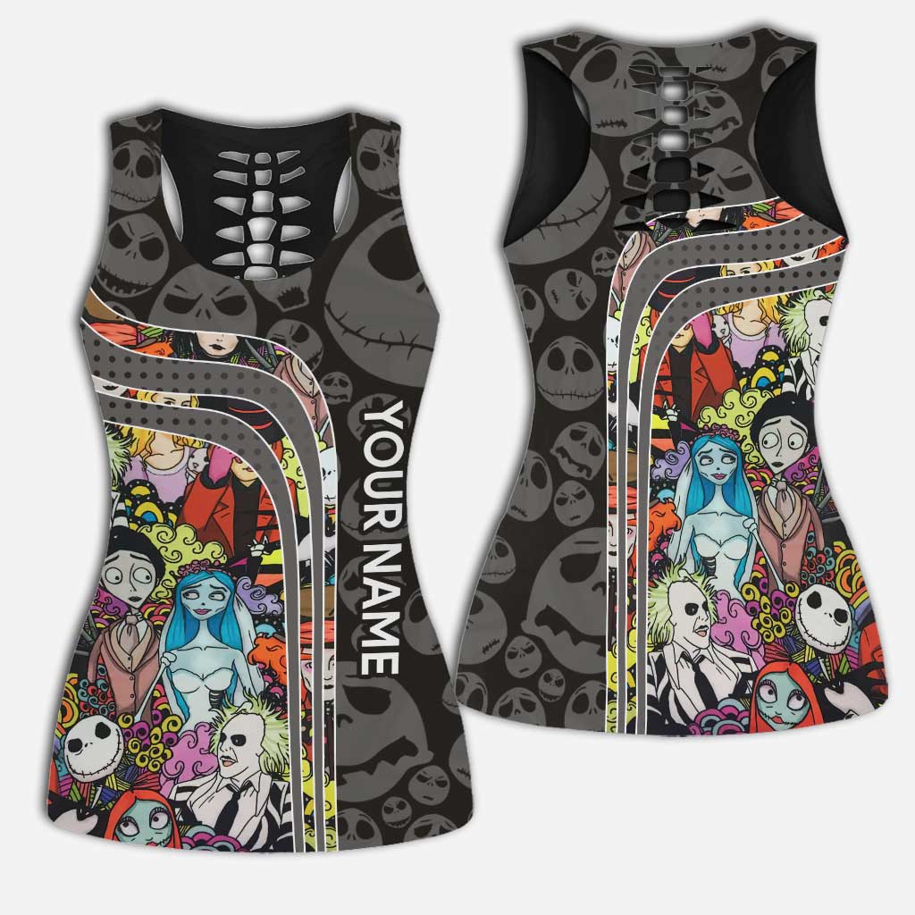 Personalized Nightmare Hollow Tank Top and Leggings for Women | Custom Name Activewear