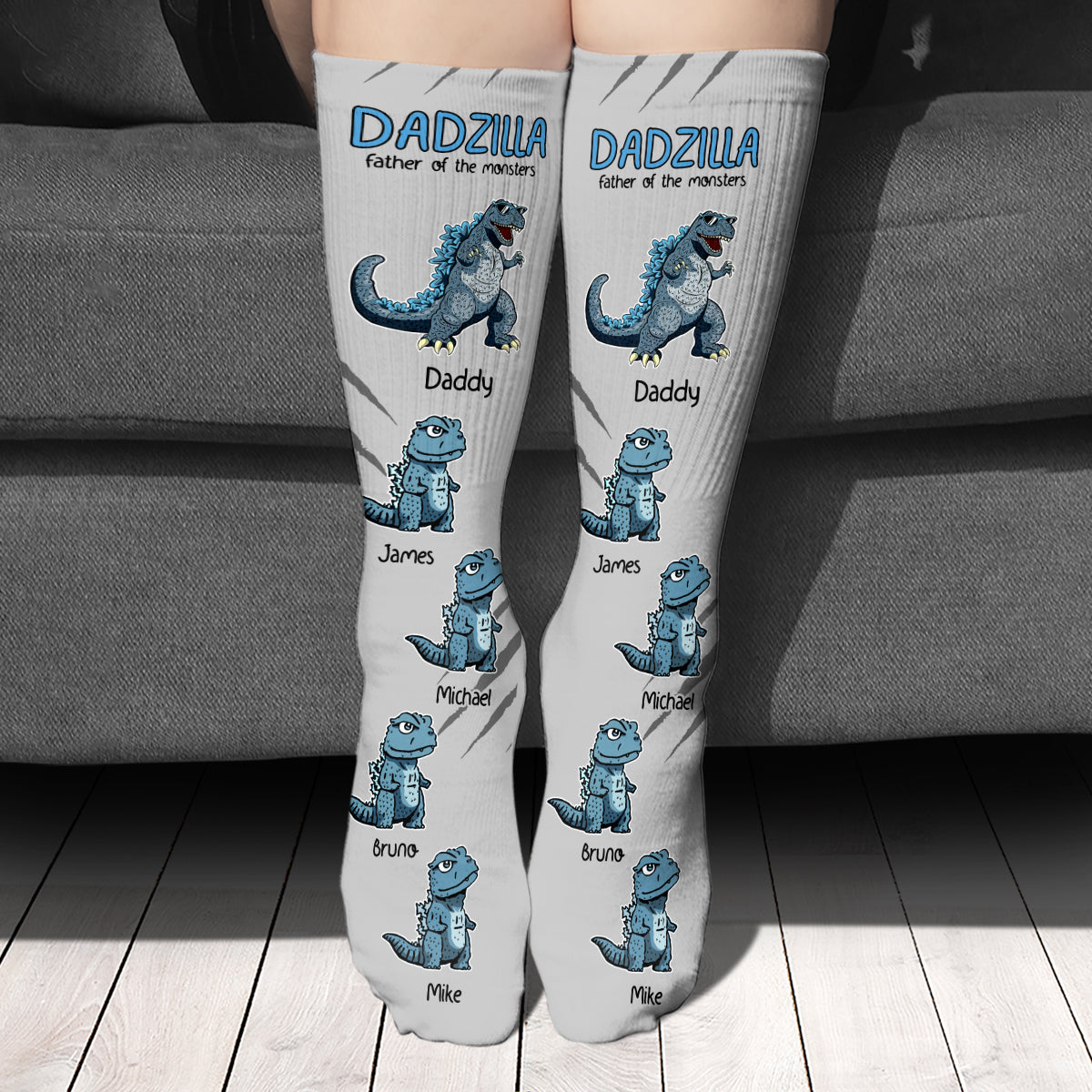 Personalized Dad Socks Dadzilla Design Gift for Father