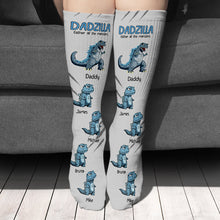 Load image into Gallery viewer, Personalized Dad Socks Dadzilla Design Gift for Father

