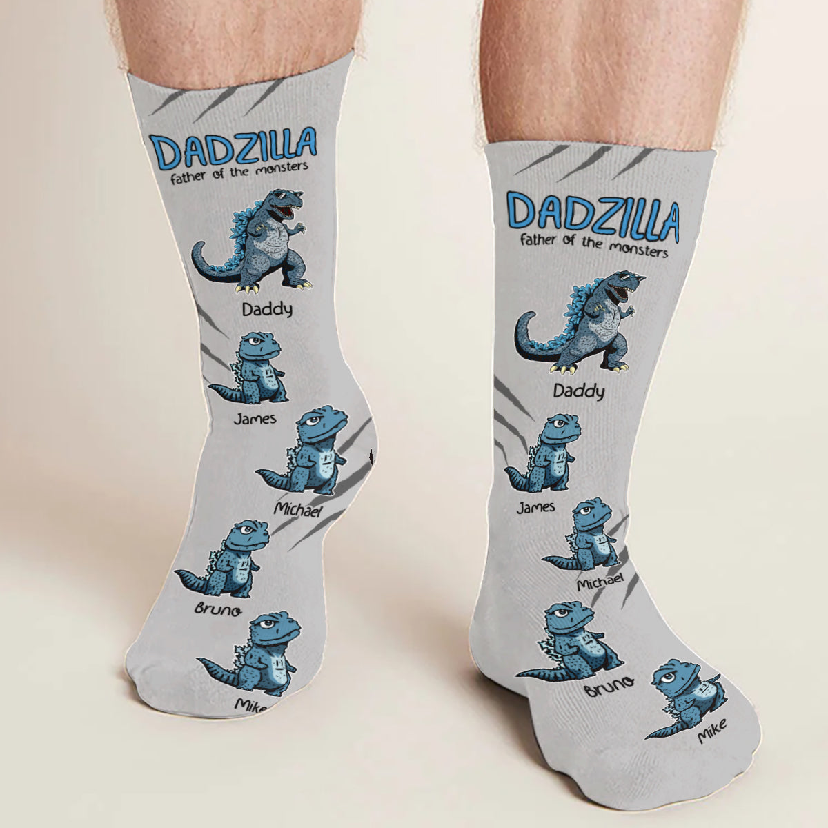 Personalized Dad Socks Dadzilla Design Gift for Father