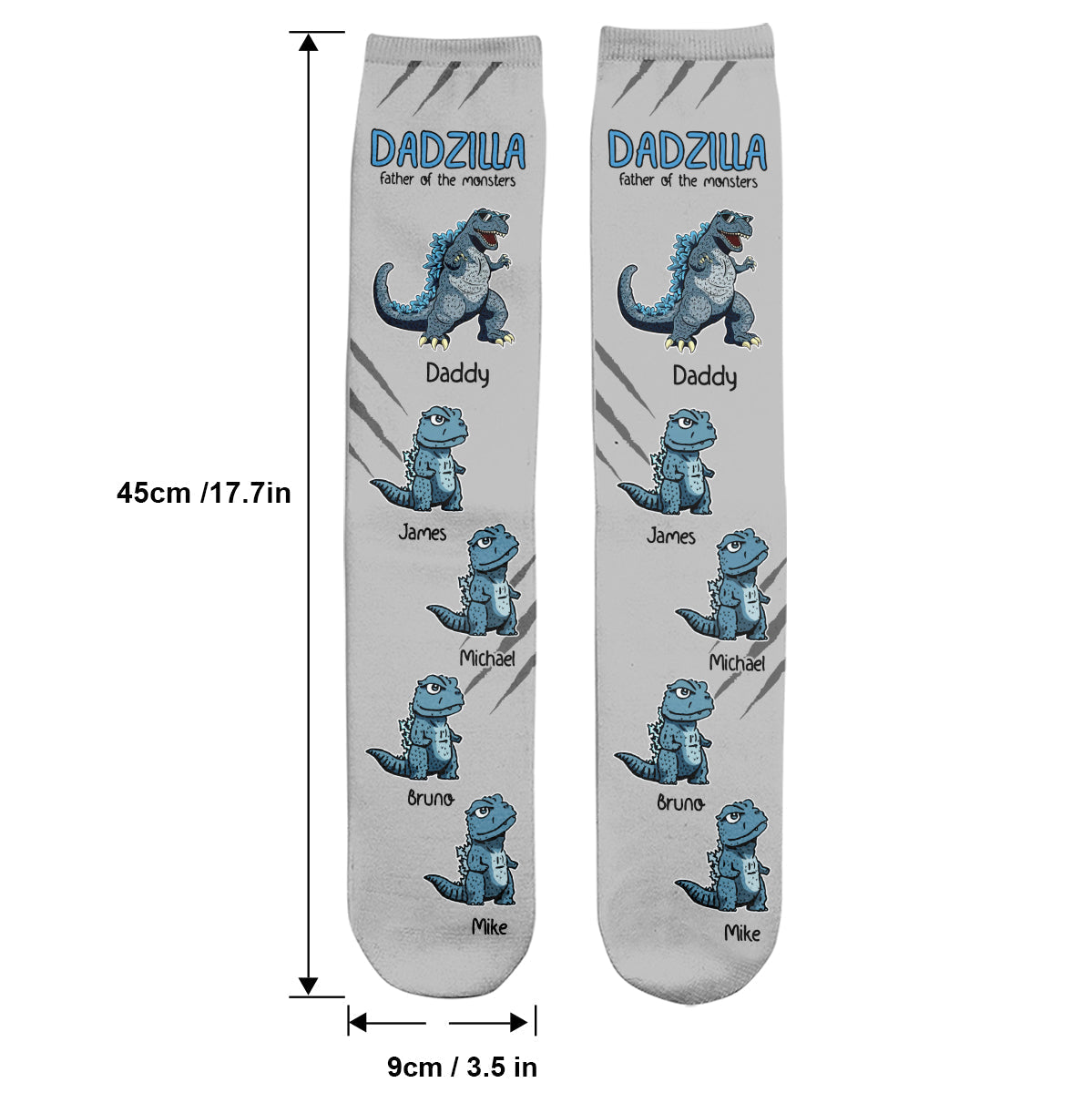 Personalized Dad Socks Dadzilla Design Gift for Father
