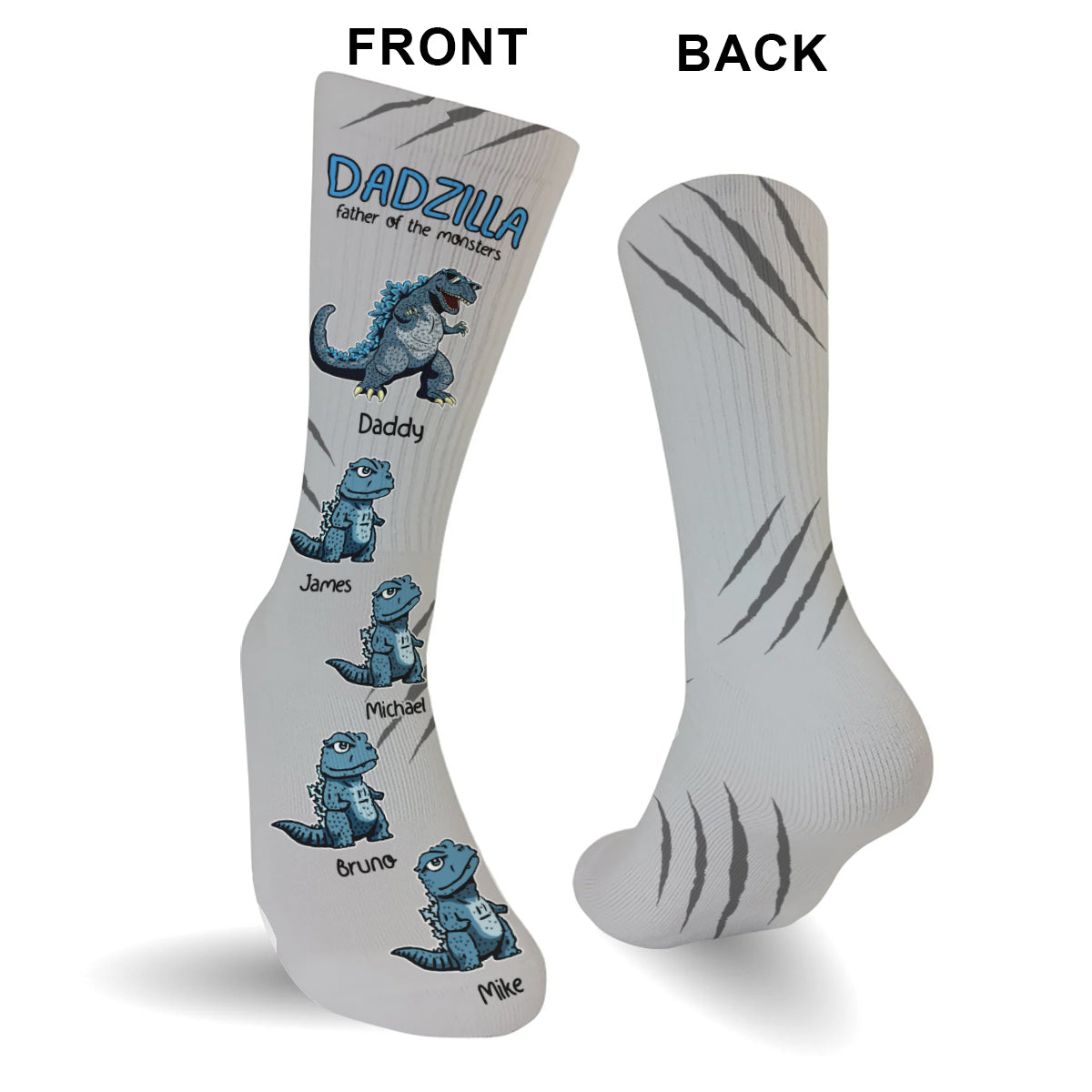 Personalized Dad Socks Dadzilla Design Gift for Father