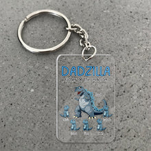 Load image into Gallery viewer, Personalized Dadzilla Keychain Custom Name Gift for Dad
