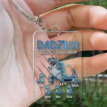 Load image into Gallery viewer, Personalized Dadzilla Keychain Custom Name Gift for Dad
