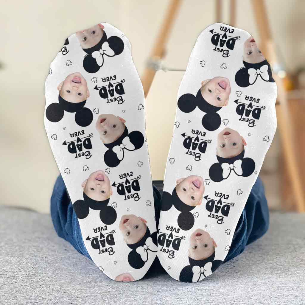 Personalized Best Dad Ever Mouse Socks Custom Photo Gift