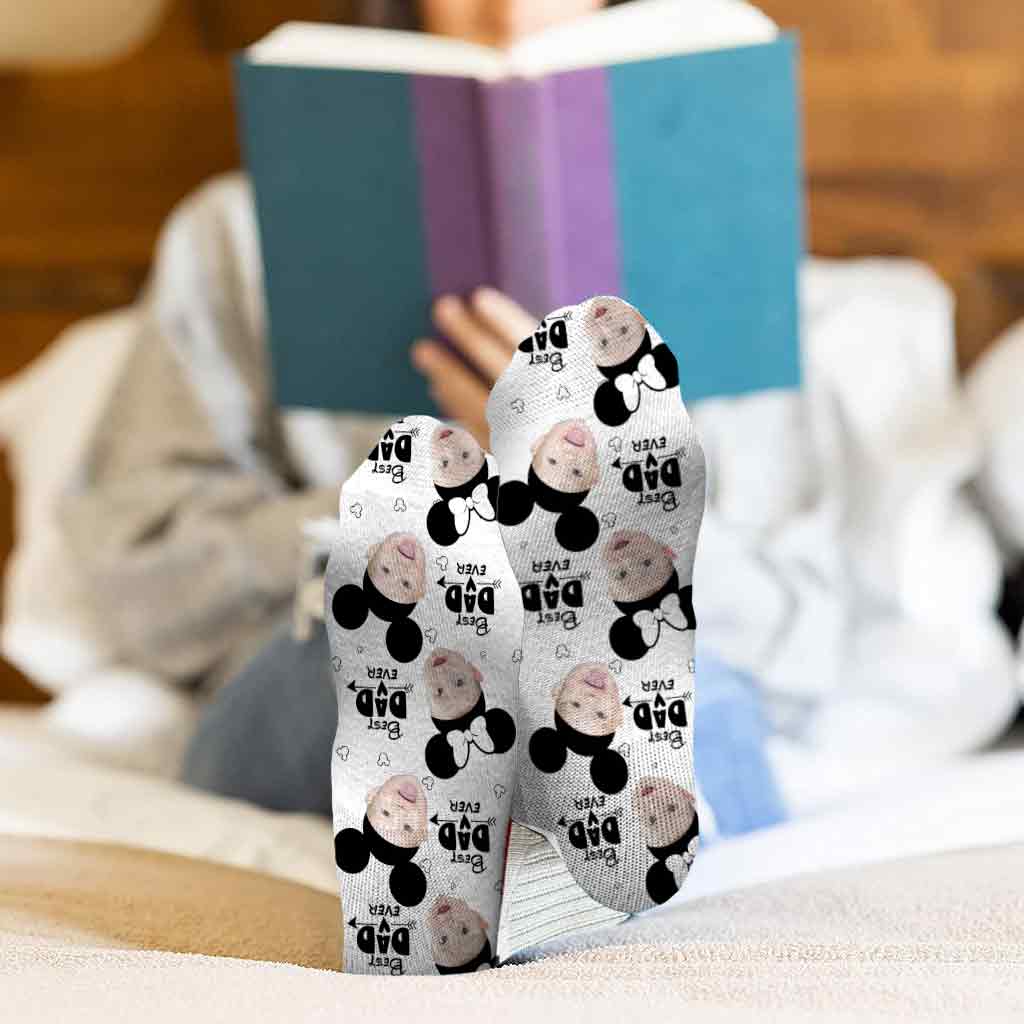 Personalized Best Dad Ever Mouse Socks Custom Photo Gift
