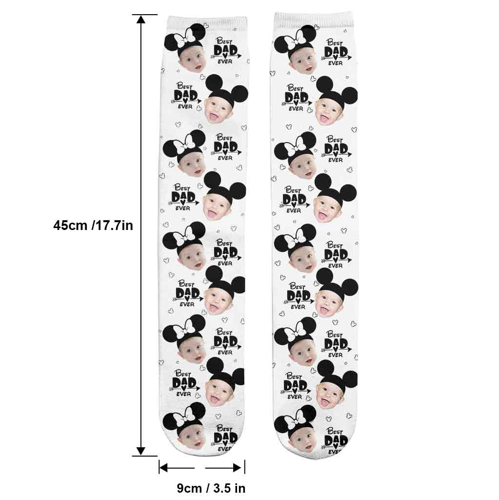 Personalized Best Dad Ever Mouse Socks Custom Photo Gift