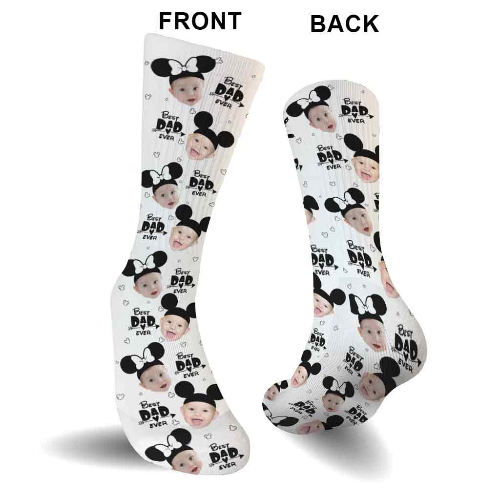 Personalized Best Dad Ever Mouse Socks Custom Photo Gift