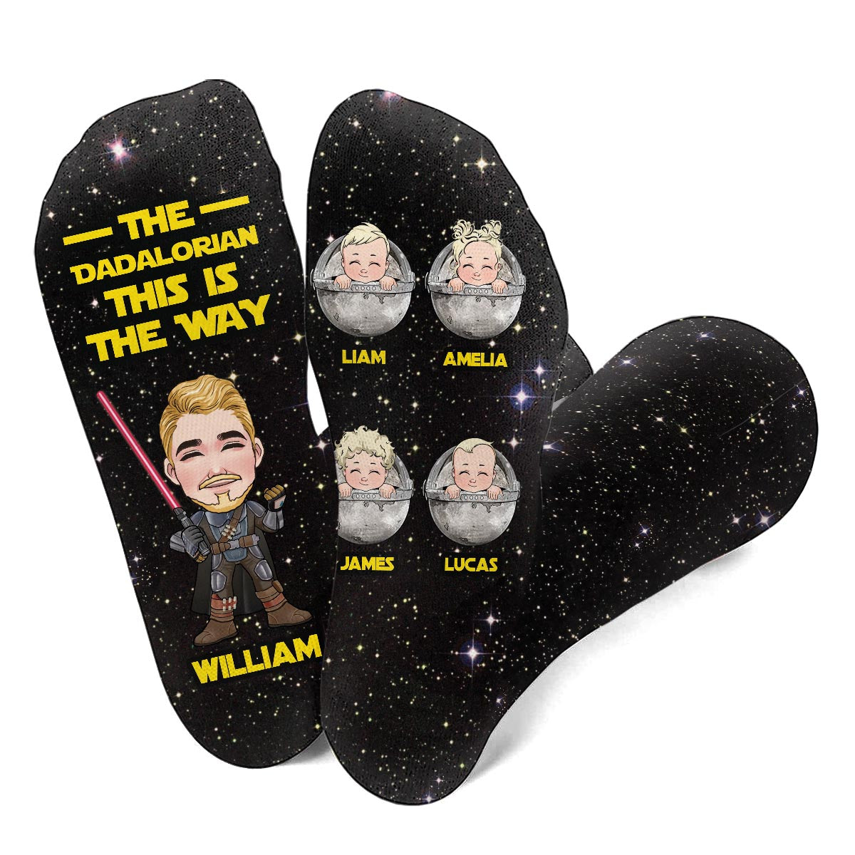 Personalized Star Wars Themed Socks Custom Name Gift for Dad