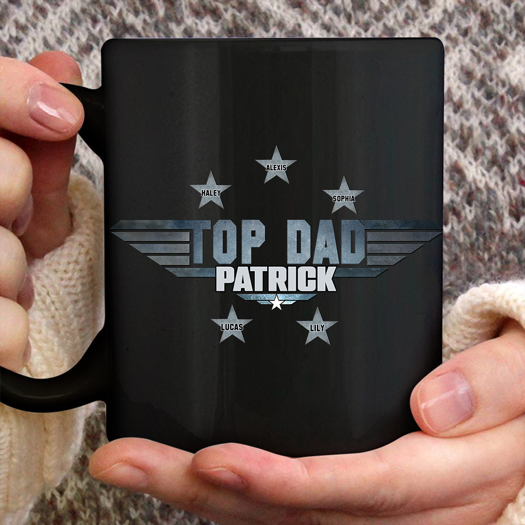 Personalized Black Ceramic Mug Top Dad Custom Name Gift