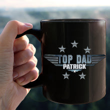 Load image into Gallery viewer, Personalized Black Ceramic Mug Top Dad Custom Name Gift
