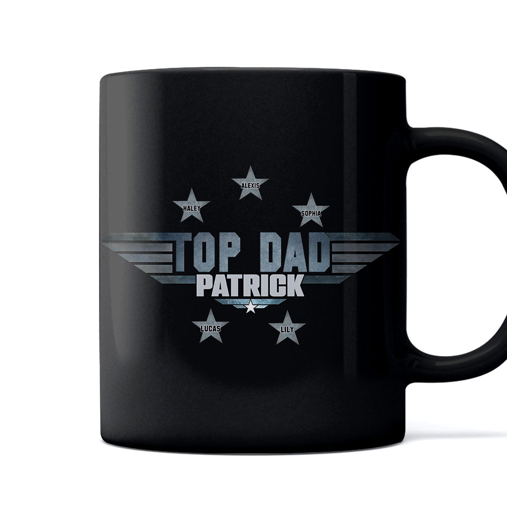 Personalized Black Ceramic Mug Top Dad Custom Name Gift