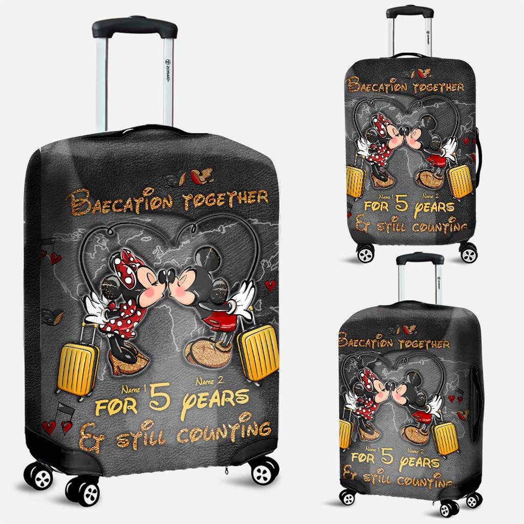 Personalized Mickey & Minnie Luggage Cover Custom Name Gift for Couples
