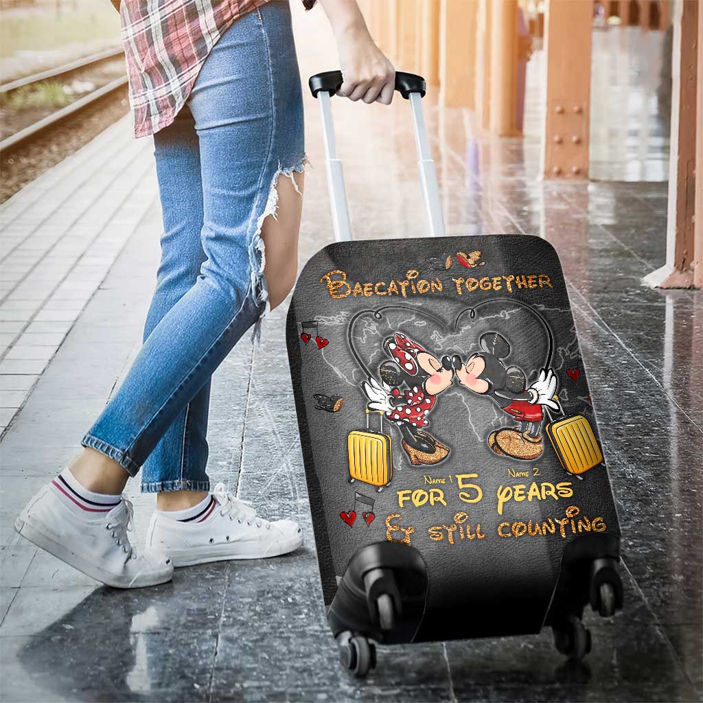 Personalized Mickey & Minnie Luggage Cover Custom Name Gift for Couples