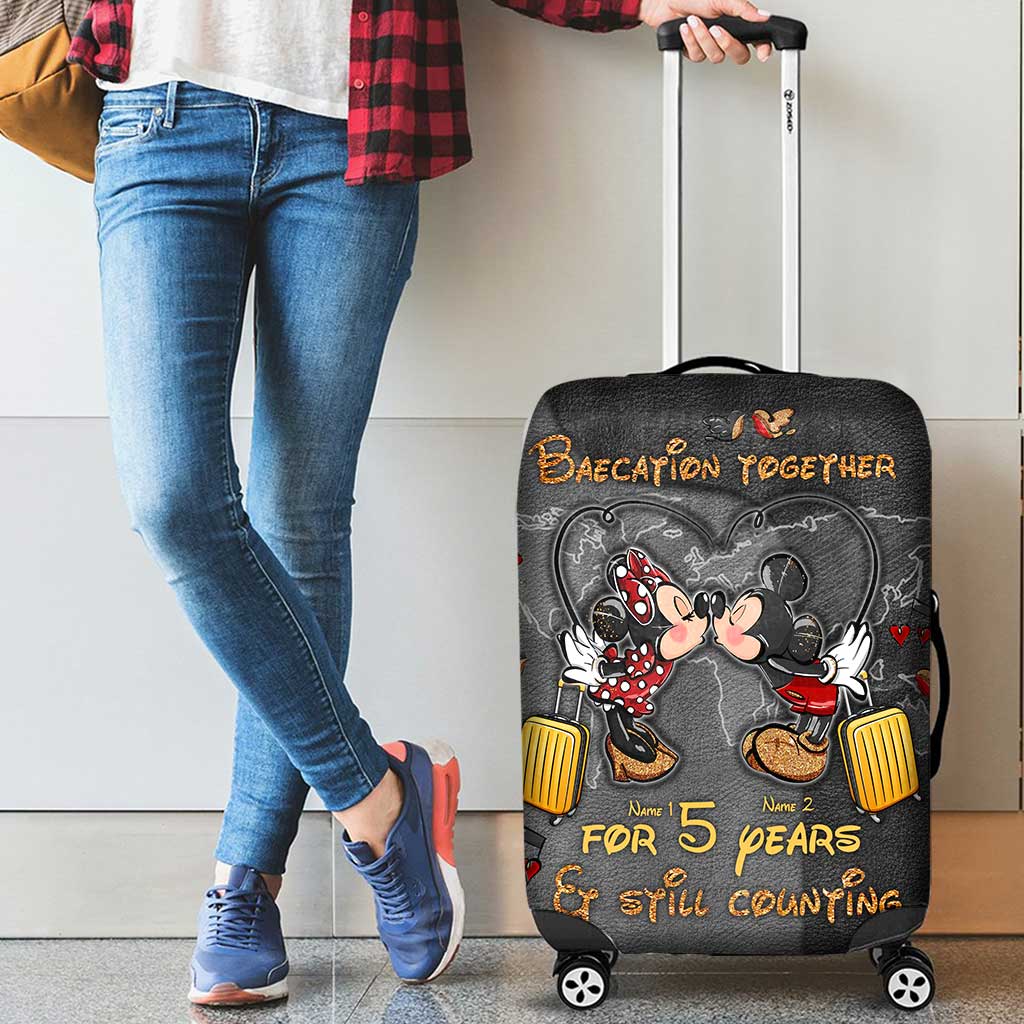Personalized Mickey & Minnie Luggage Cover Custom Name Gift for Couples