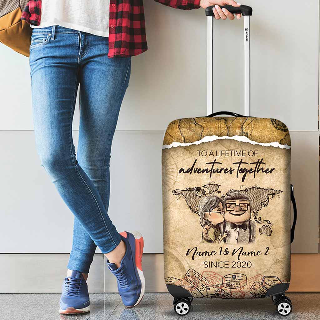 Personalized Couple Luggage Cover Custom Names Travel Gift