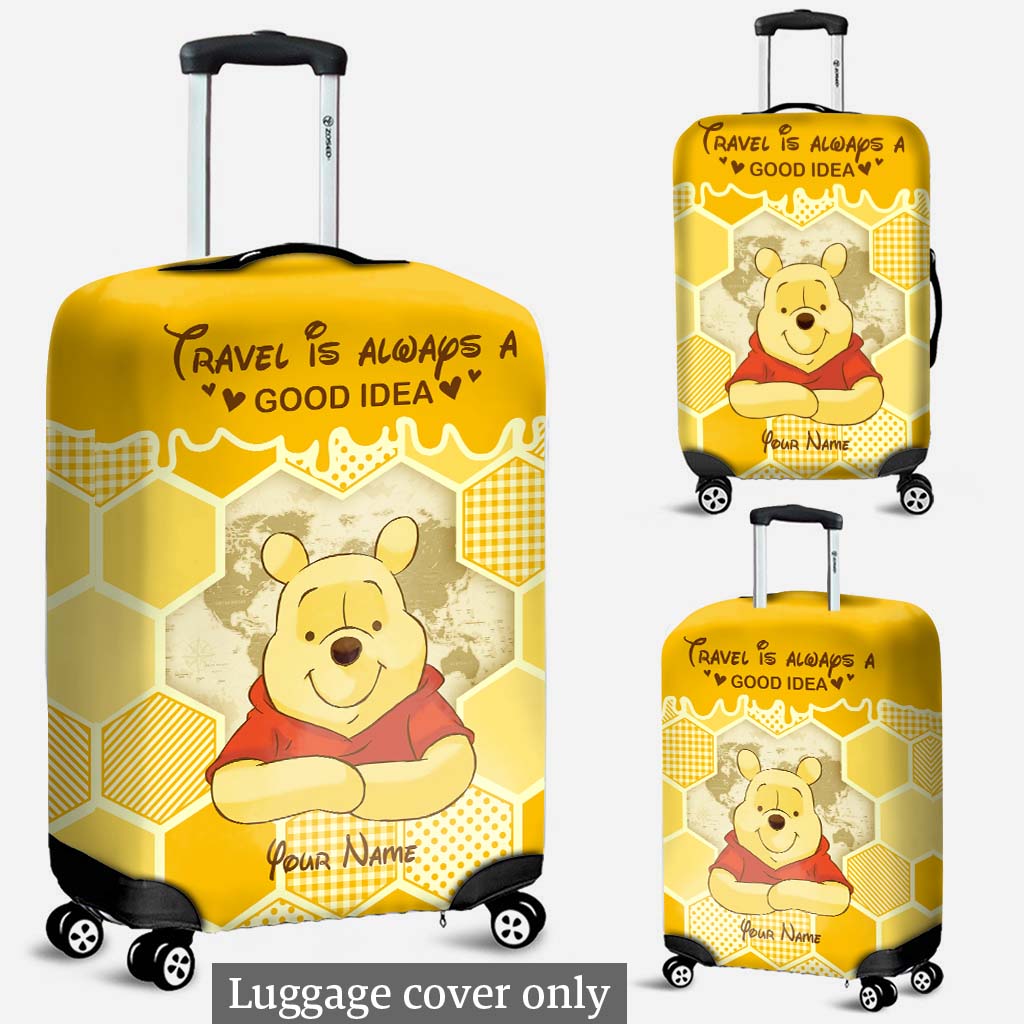 Personalized Luggage Cover with Travel Quote Custom Name Gift
