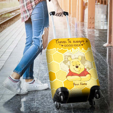 Load image into Gallery viewer, Personalized Luggage Cover with Travel Quote Custom Name Gift
