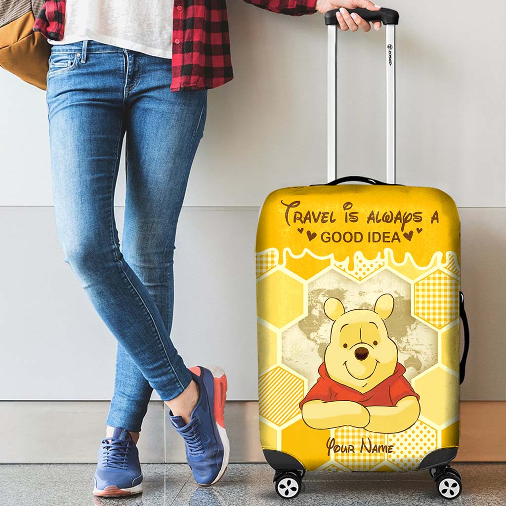 Personalized Luggage Cover with Travel Quote Custom Name Gift