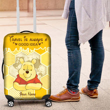 Load image into Gallery viewer, Personalized Luggage Cover with Travel Quote Custom Name Gift
