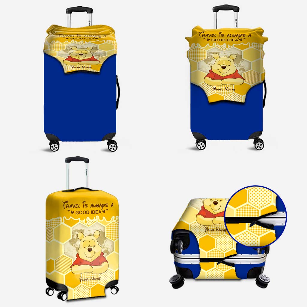 Personalized Luggage Cover with Travel Quote Custom Name Gift