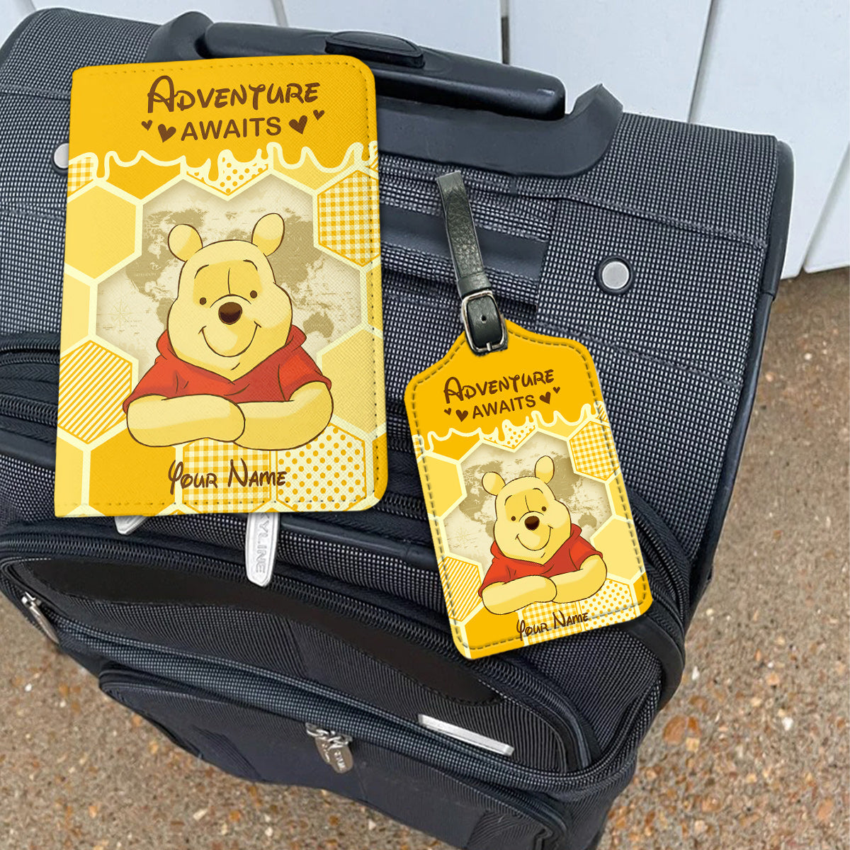 Personalized Leather Luggage Tag & Passport Holder Adventure Gift