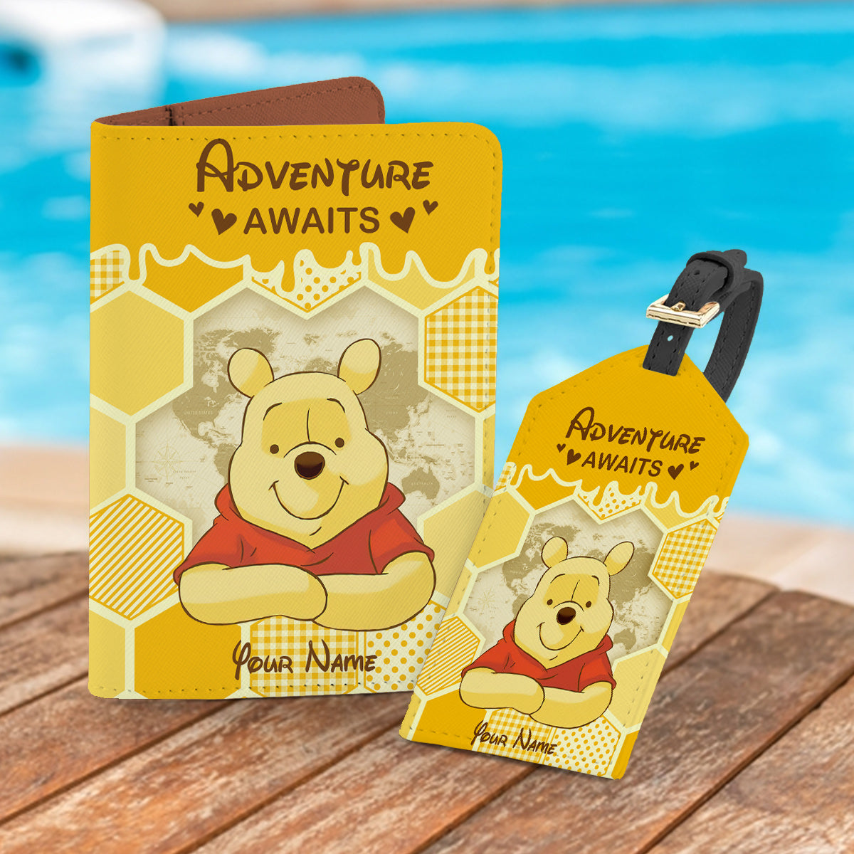Personalized Leather Luggage Tag & Passport Holder Adventure Gift