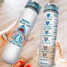 Load image into Gallery viewer, Personalized Ohana Water Tracker Bottle with Time Markers for Kids
