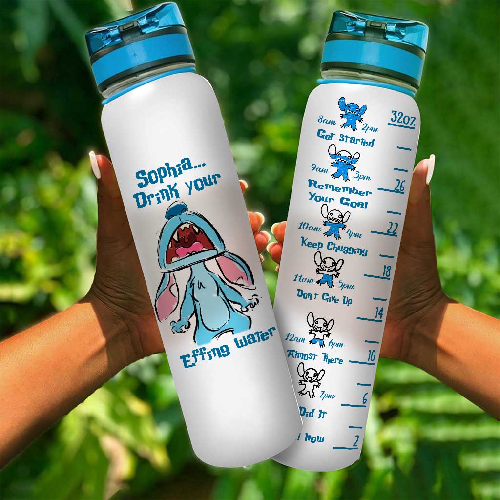 Personalized Ohana Water Tracker Bottle with Time Markers for Kids