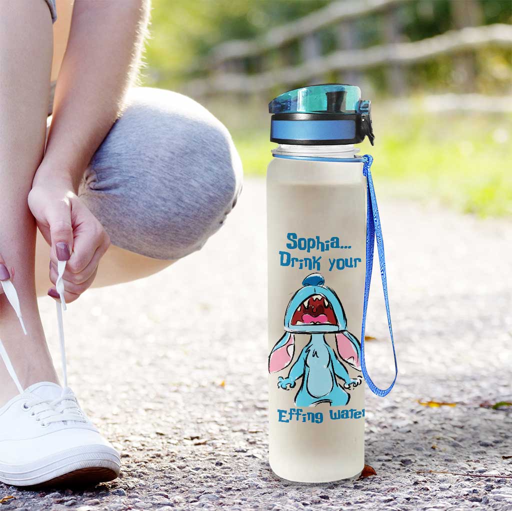 Personalized Ohana Water Tracker Bottle with Time Markers for Kids
