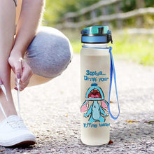 Load image into Gallery viewer, Personalized Ohana Water Tracker Bottle with Time Markers for Kids
