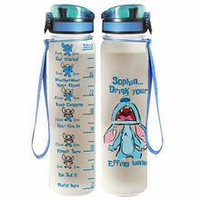 Load image into Gallery viewer, Personalized Ohana Water Tracker Bottle with Time Markers for Kids
