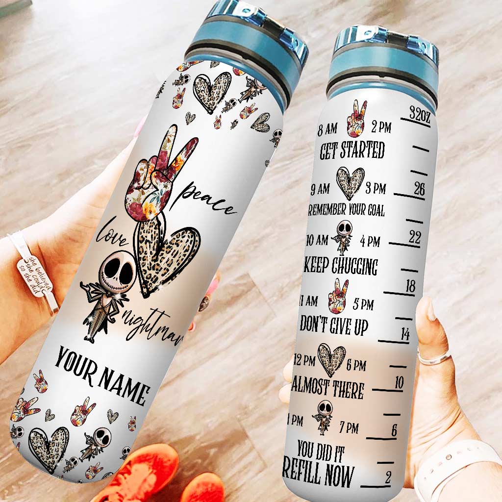 Personalized Nightmare Water Tracker Bottle Custom Name Gift
