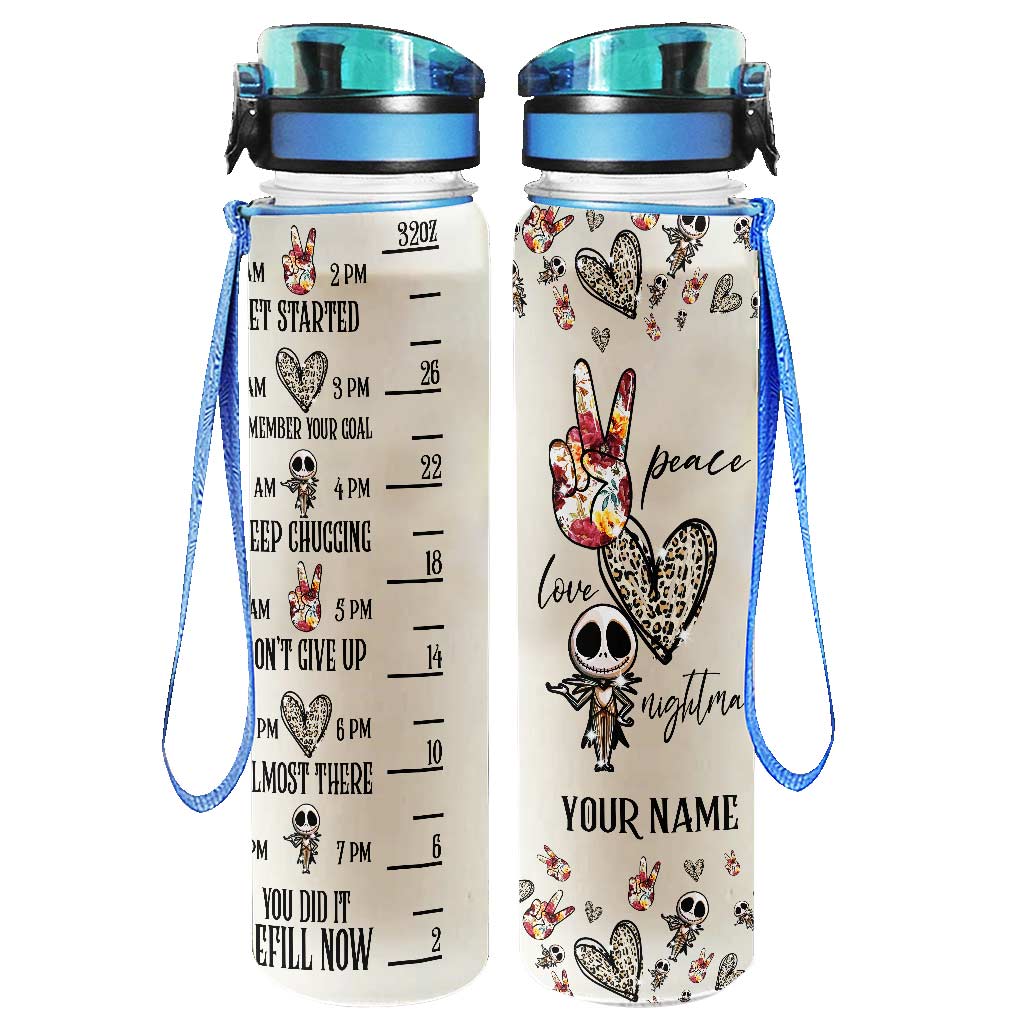 Personalized Nightmare Water Tracker Bottle Custom Name Gift