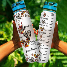 Load image into Gallery viewer, Personalized Peace Love Mouse Ears Water Tracker Bottle - 32oz Custom Name Gift
