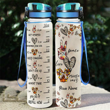 Load image into Gallery viewer, Personalized Peace Love Mouse Ears Water Tracker Bottle - 32oz Custom Name Gift
