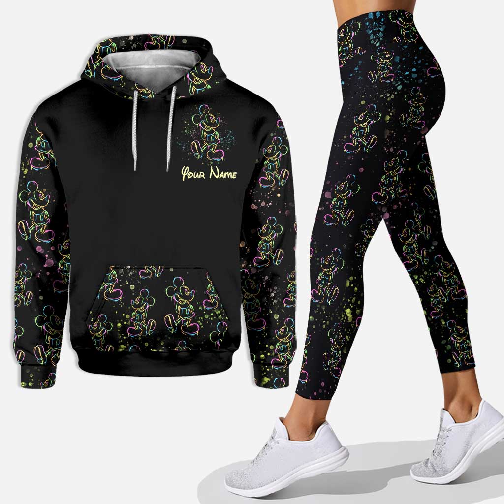 Personalized Colorful Mouse Hoodie and Leggings Set for Kids
