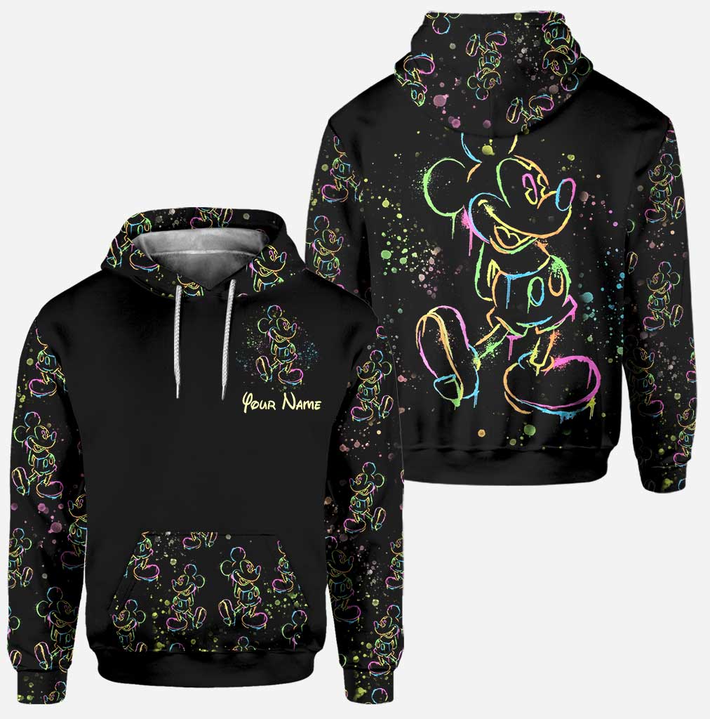 Personalized Colorful Mouse Hoodie and Leggings Set for Kids