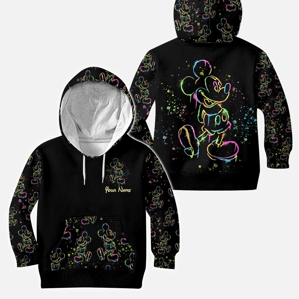 Personalized Colorful Mouse Hoodie and Leggings Set for Kids