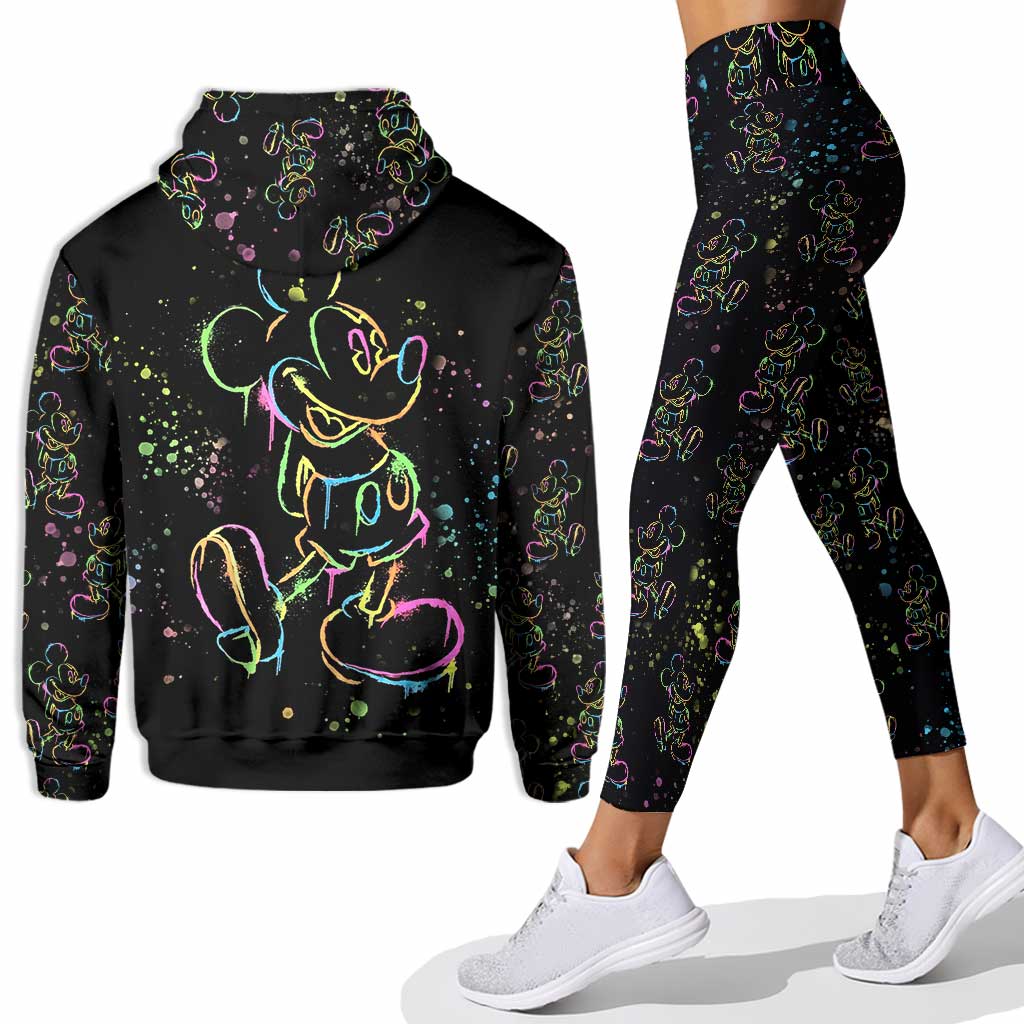 Personalized Colorful Mouse Hoodie and Leggings Set for Kids