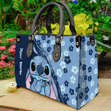 Load image into Gallery viewer, Personalized Leather Handbag with Custom Name Floral Design
