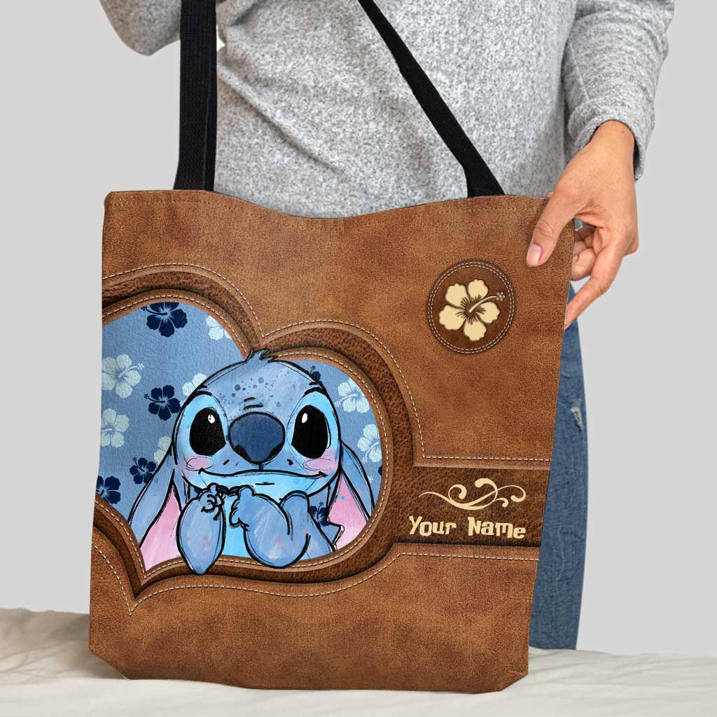 Personalized Tote Bag with Custom Name and Stitch Art for Mom