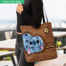 Load image into Gallery viewer, Personalized Tote Bag with Custom Name and Stitch Art for Mom
