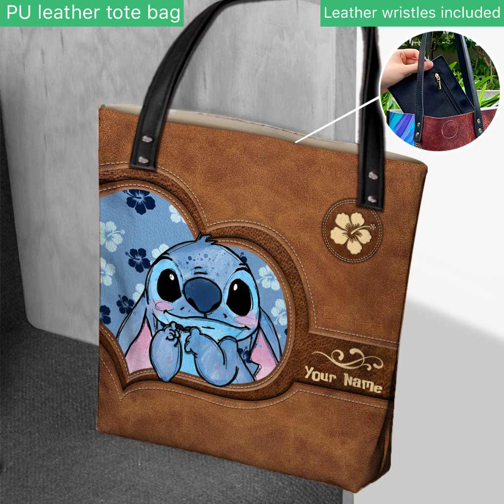 Personalized Tote Bag with Custom Name and Stitch Art for Mom