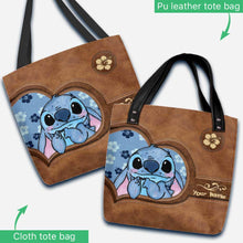 Load image into Gallery viewer, Personalized Tote Bag with Custom Name and Stitch Art for Mom
